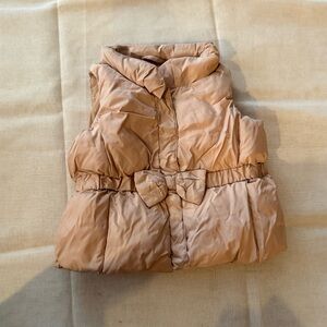New Gap vest jacket puffer bow belt pink snap button bubble 12–18 months